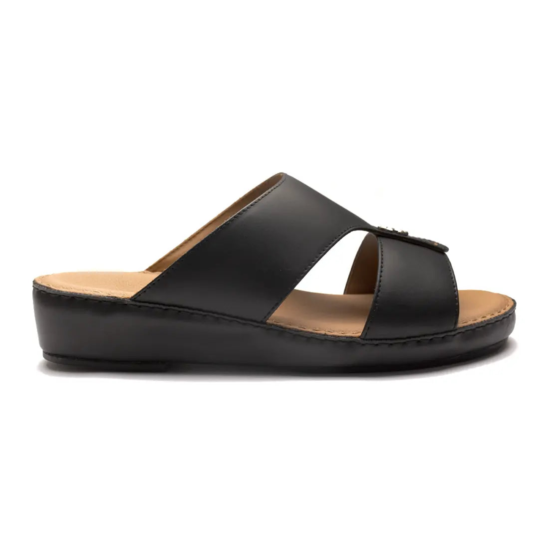 Men’s Genuine Leather Arabic Slippers with Signature Buckle