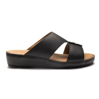 Men’s Genuine Leather Arabic Slippers with Signature Buckle