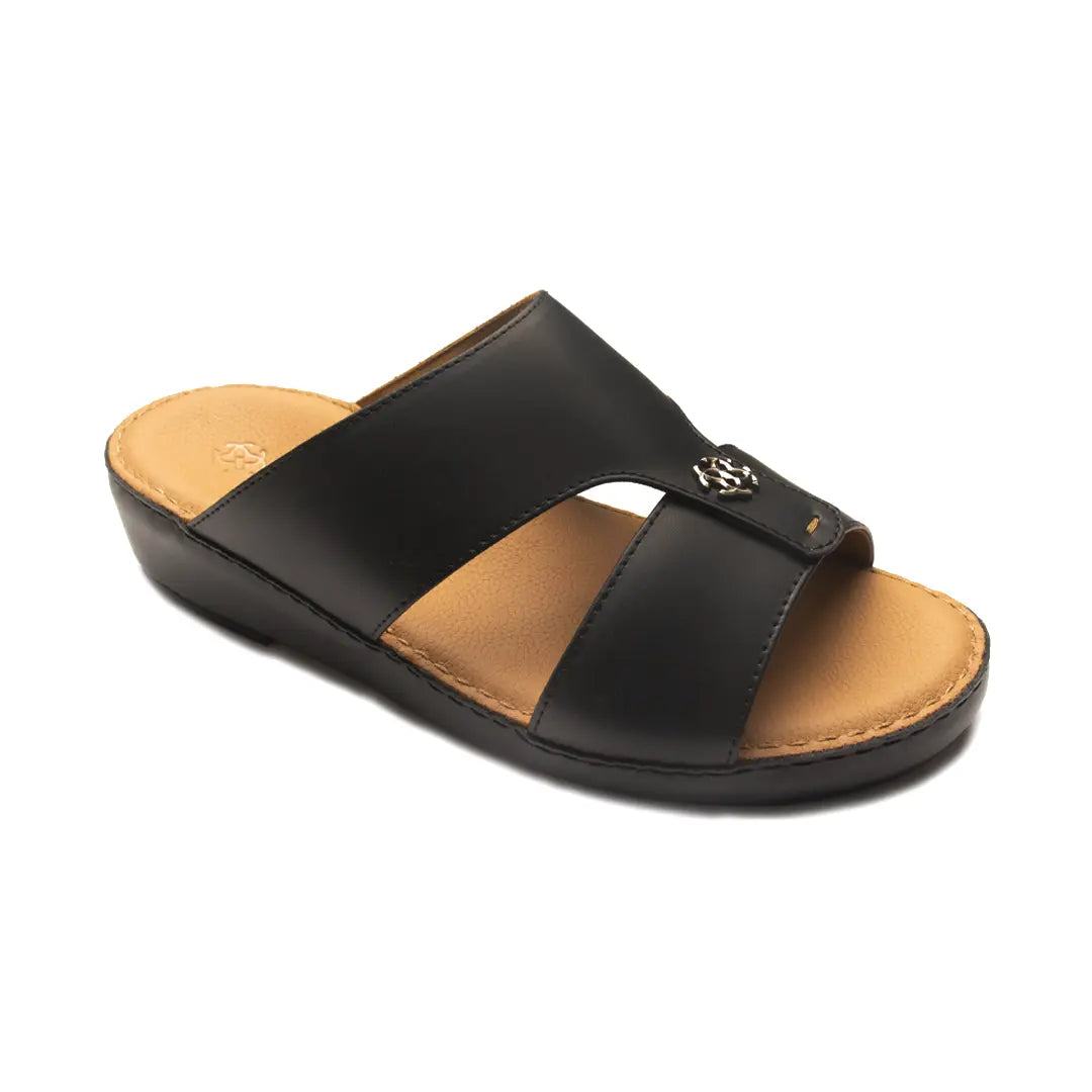 Men’s Genuine Leather Arabic Slippers with Signature Buckle