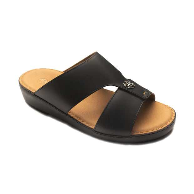 Men’s Genuine Leather Arabic Slippers with Signature Buckle