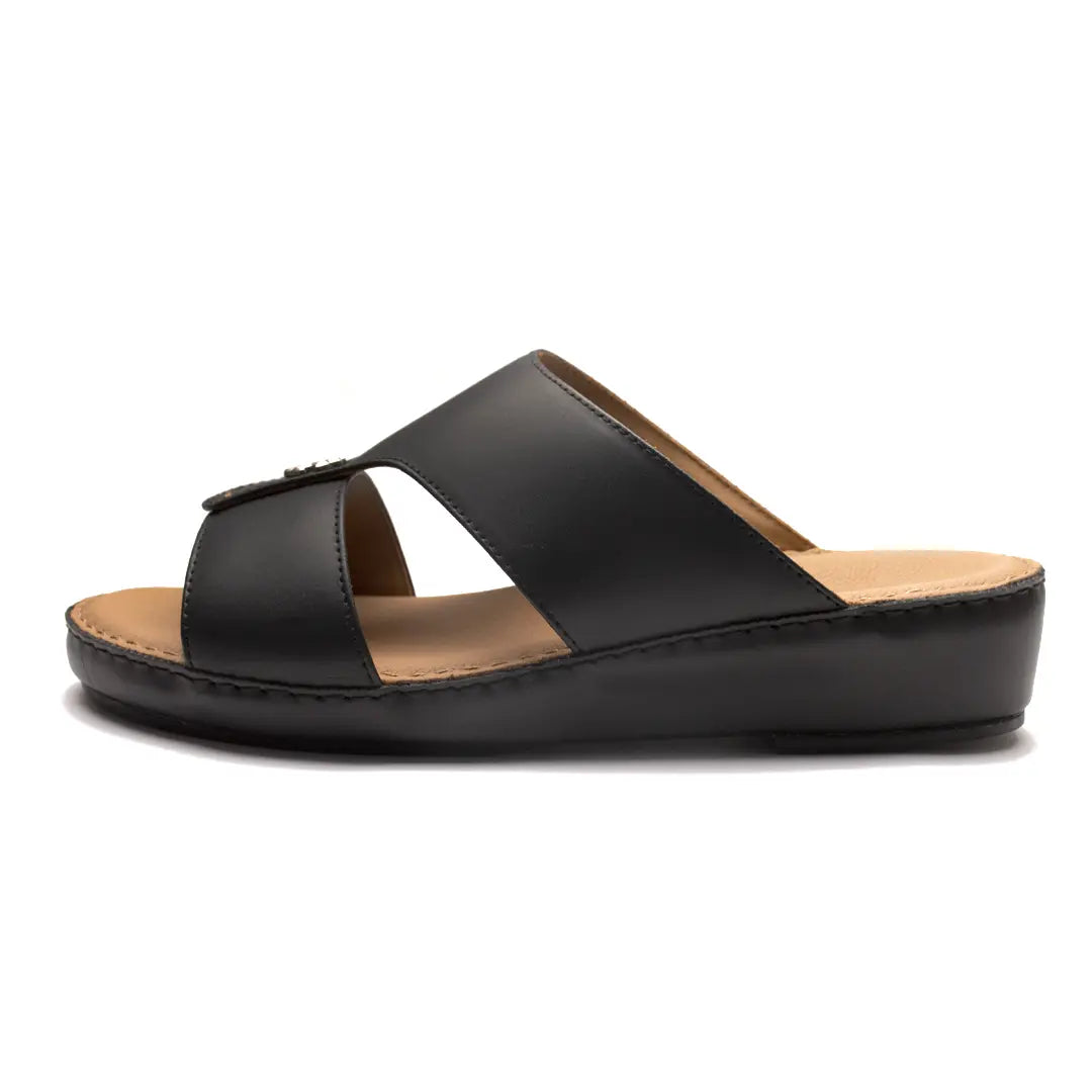Men’s Genuine Leather Arabic Slippers with Signature Buckle
