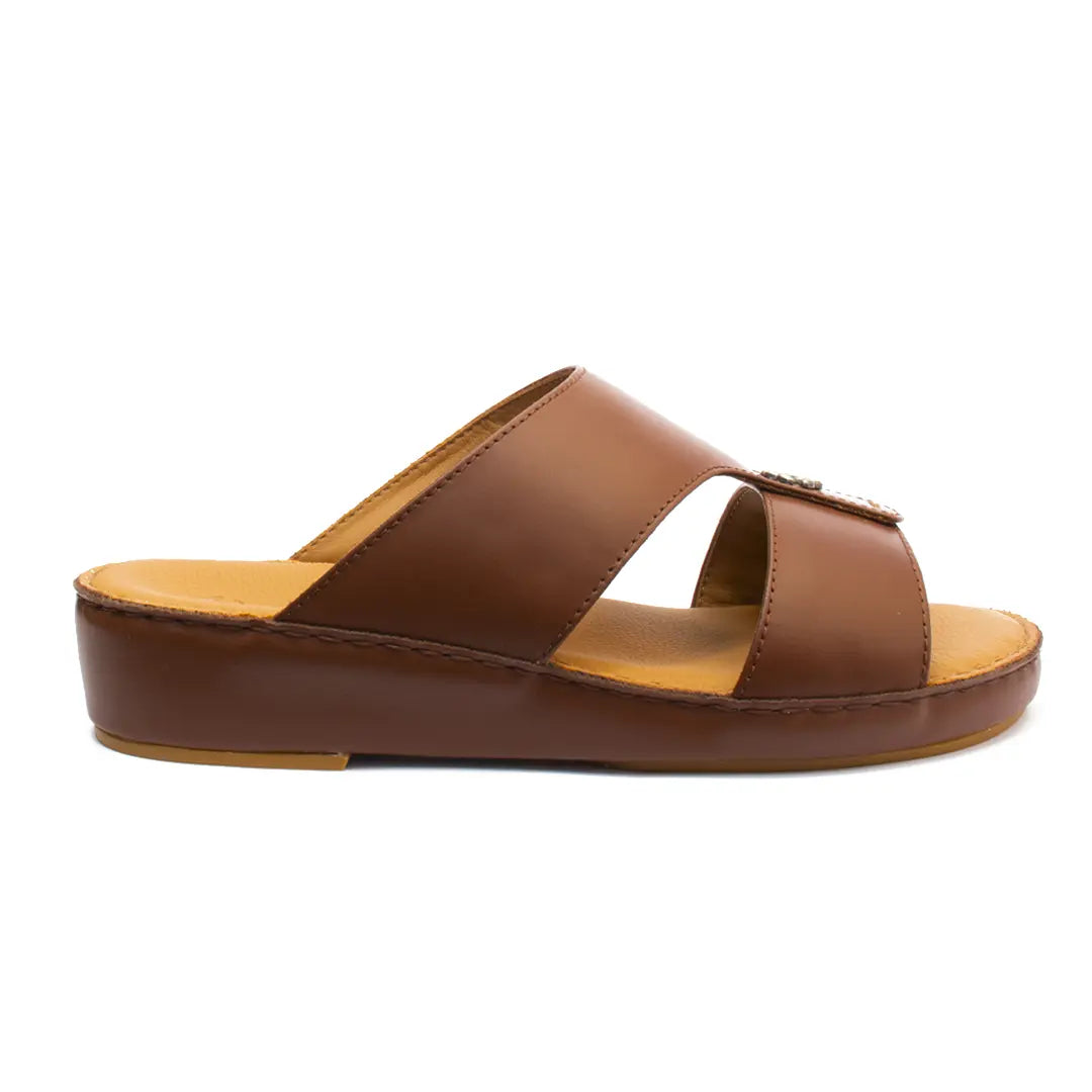 Men’s Genuine Leather Arabic Slippers with Signature Buckle