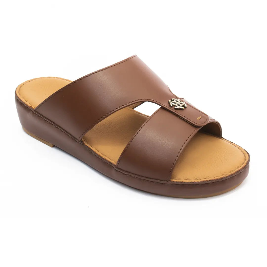 Men’s Genuine Leather Arabic Slippers with Signature Buckle