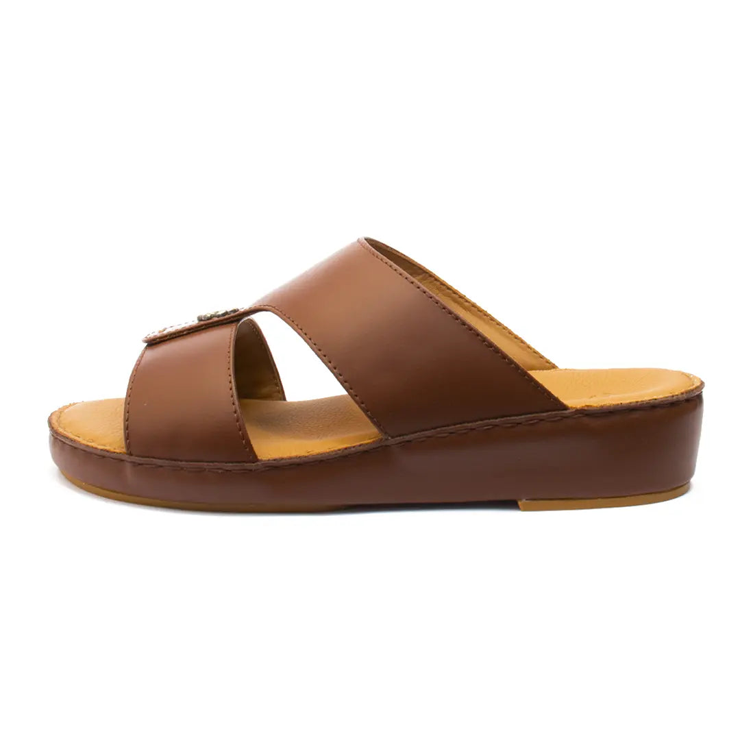 Men’s Genuine Leather Arabic Slippers with Signature Buckle
