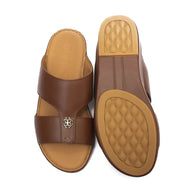 Men’s Genuine Leather Arabic Slippers with Signature Buckle