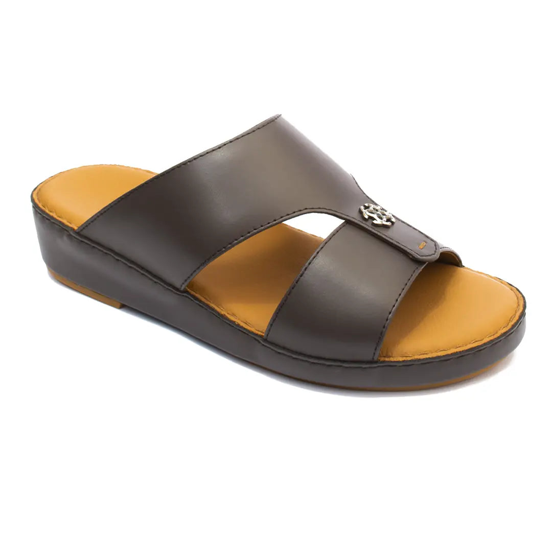 Men’s Genuine Leather Arabic Slippers with Signature Buckle