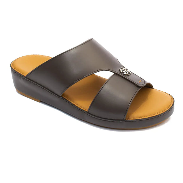 Men’s Genuine Leather Arabic Slippers with Signature Buckle