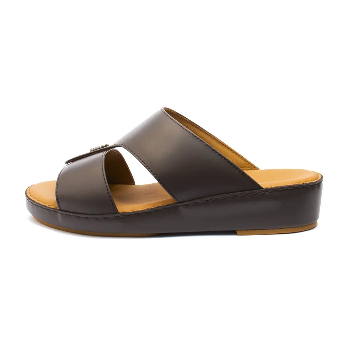 Men’s Genuine Leather Arabic Slippers with Signature Buckle