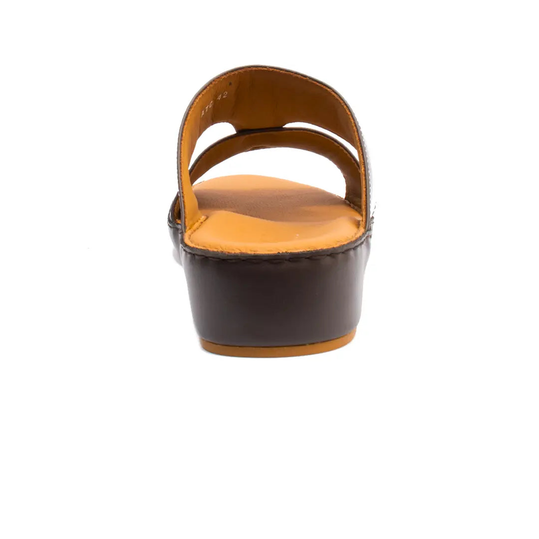 Men’s Genuine Leather Arabic Slippers with Signature Buckle