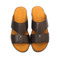 Men’s Genuine Leather Arabic Slippers with Signature Buckle