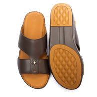 Men’s Genuine Leather Arabic Slippers with Signature Buckle