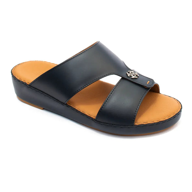 Men’s Genuine Leather Arabic Slippers with Signature Buckle