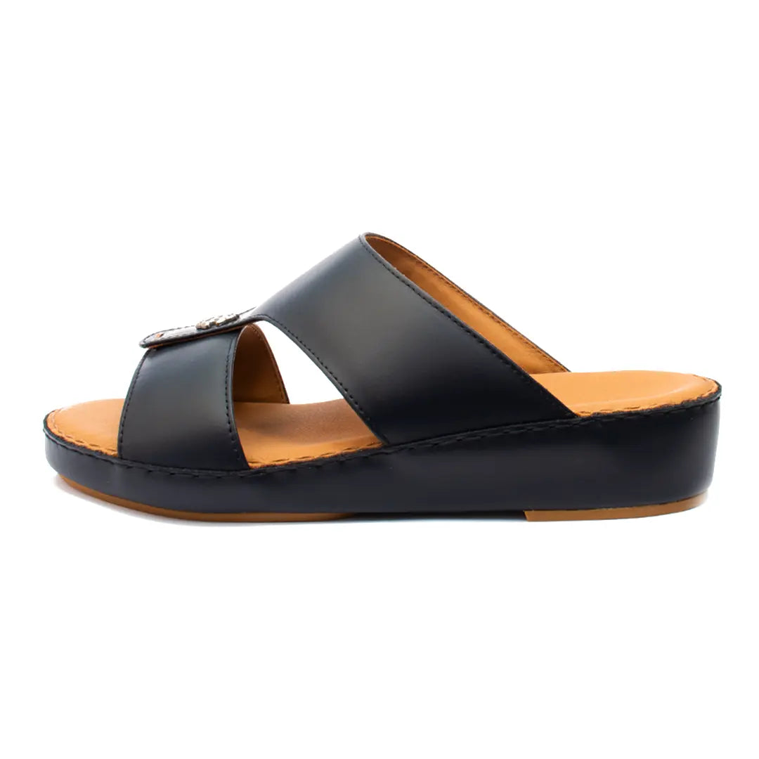 Men’s Genuine Leather Arabic Slippers with Signature Buckle