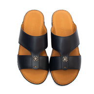 Men’s Genuine Leather Arabic Slippers with Signature Buckle