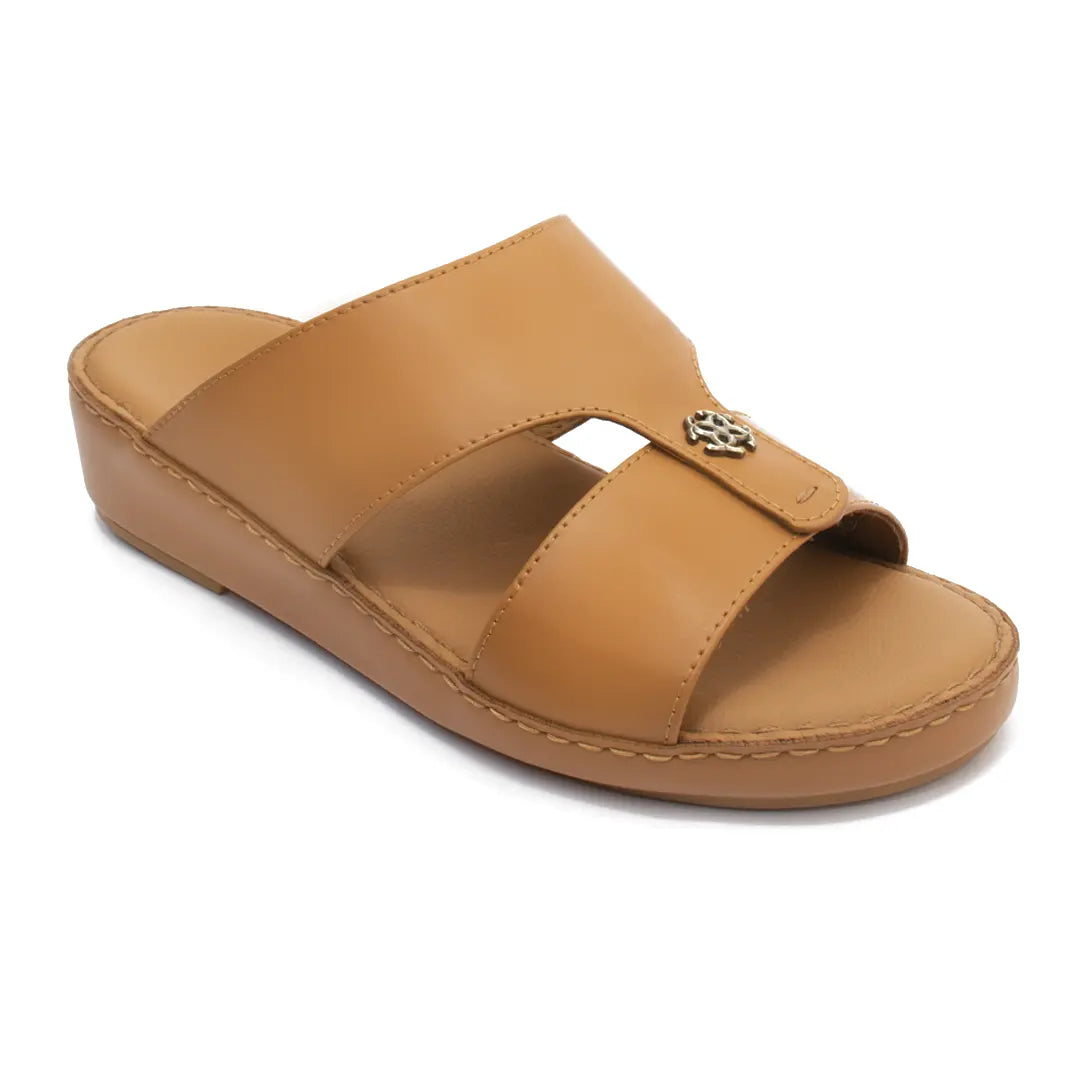 Men’s Genuine Leather Arabic Slippers with Signature Buckle