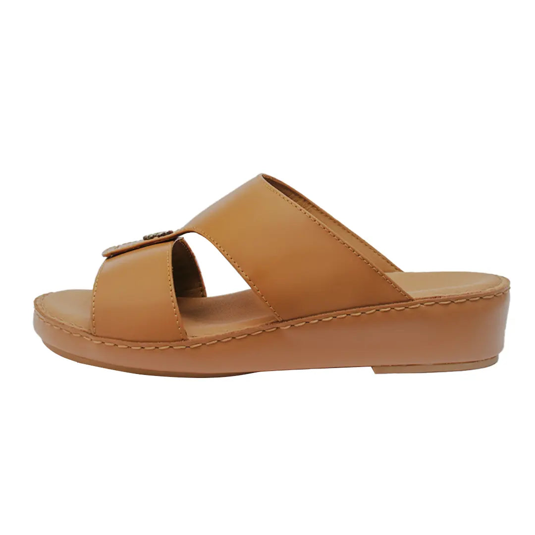 Men’s Genuine Leather Arabic Slippers with Signature Buckle