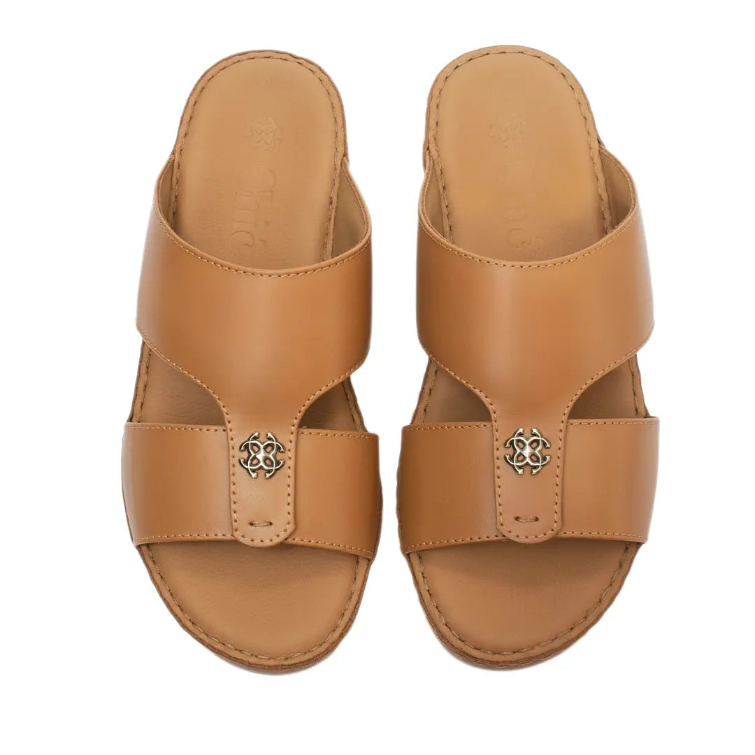 Men’s Genuine Leather Arabic Slippers with Signature Buckle