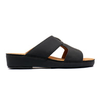 Genuine Saffiano Leather Arabic Slipper with Signature Shield Buckle