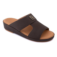 Genuine Saffiano Leather Arabic Slipper with Signature Shield Buckle