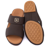 Genuine Saffiano Leather Arabic Slipper with Signature Shield Buckle