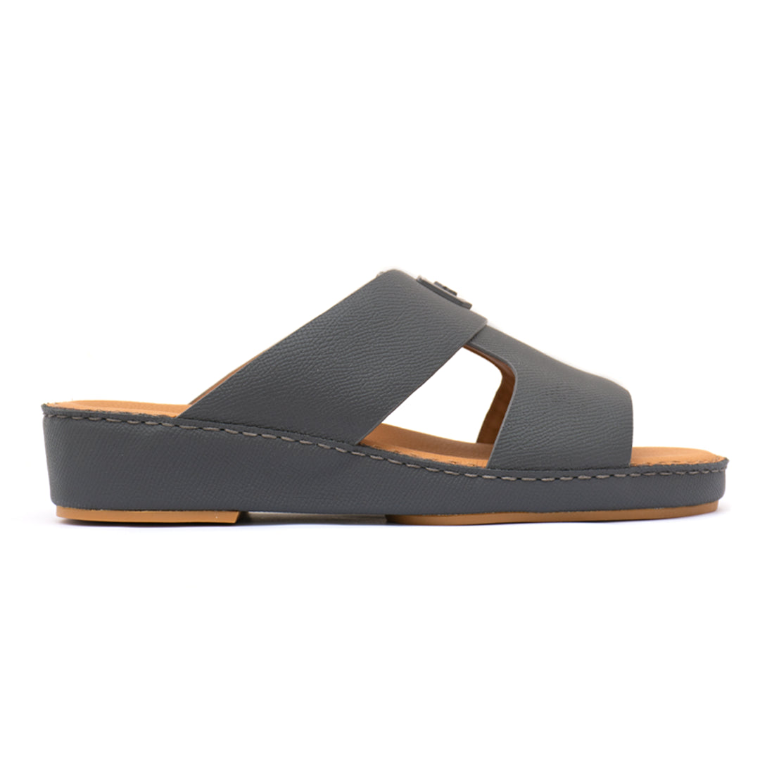 Genuine Saffiano Leather Arabic Slipper with Signature Shield Buckle