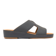 Genuine Saffiano Leather Arabic Slipper with Signature Shield Buckle