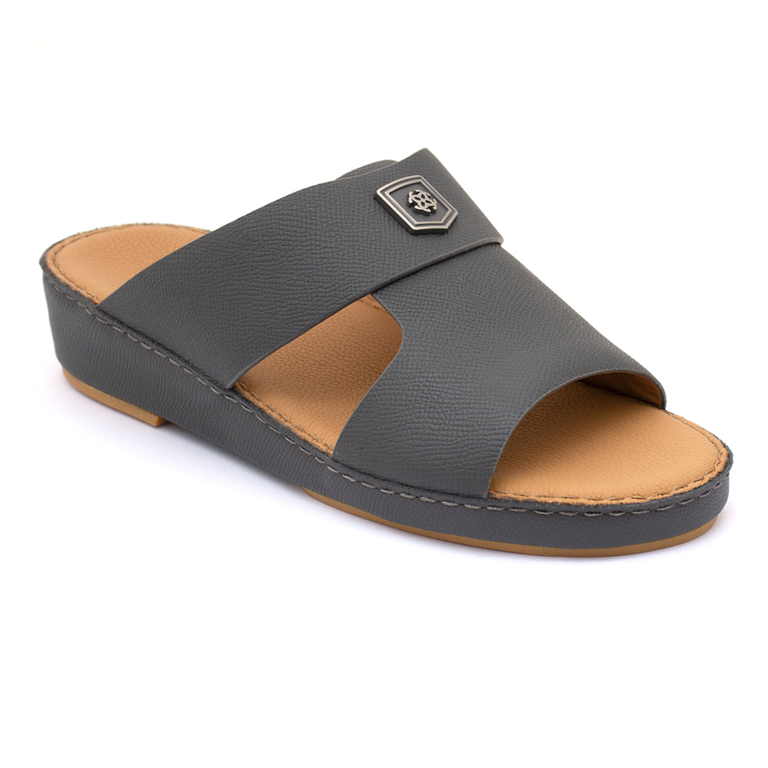 Genuine Saffiano Leather Arabic Slipper with Signature Shield Buckle