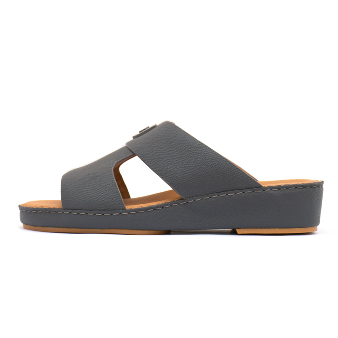 Genuine Saffiano Leather Arabic Slipper with Signature Shield Buckle