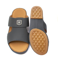 Genuine Saffiano Leather Arabic Slipper with Signature Shield Buckle