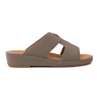 Genuine Saffiano Leather Arabic Slipper with Signature Shield Buckle