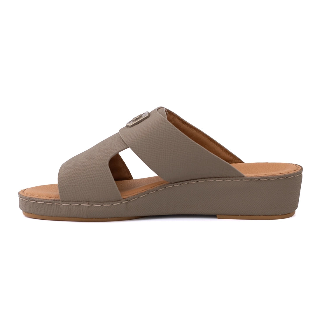 Genuine Saffiano Leather Arabic Slipper with Signature Shield Buckle