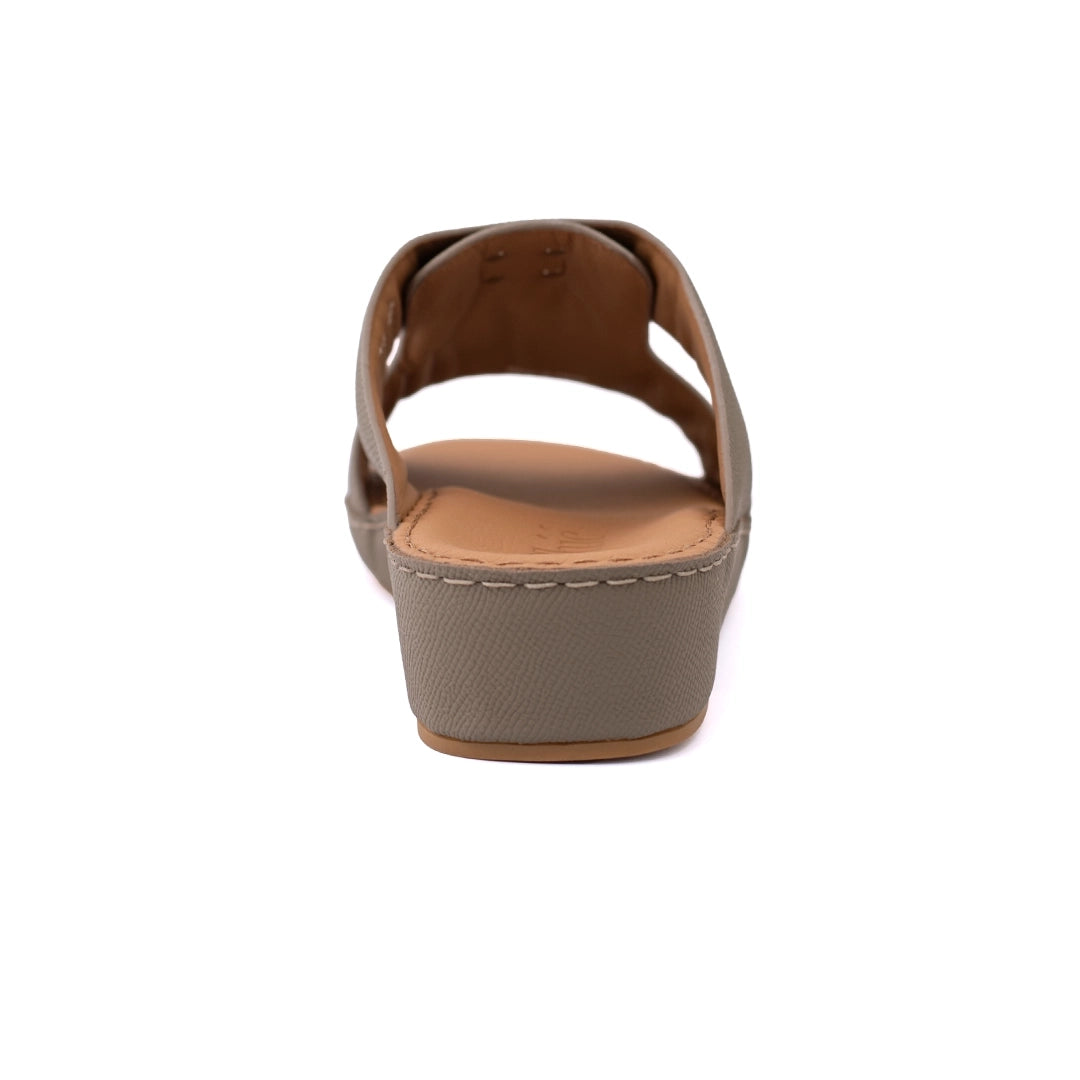 Genuine Saffiano Leather Arabic Slipper with Signature Shield Buckle