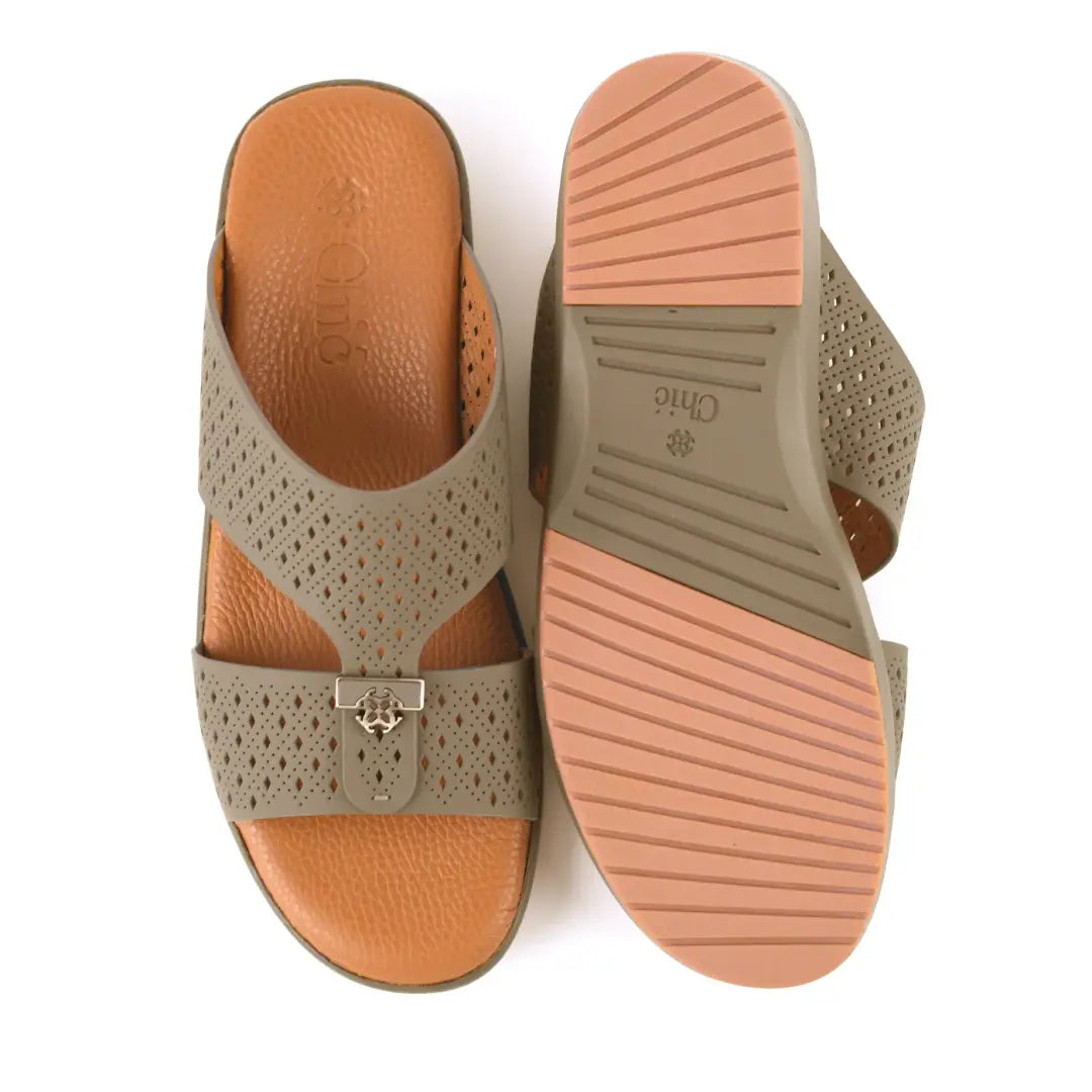 Chic Genuine Leather Rubber Furnish Arabic Sandals