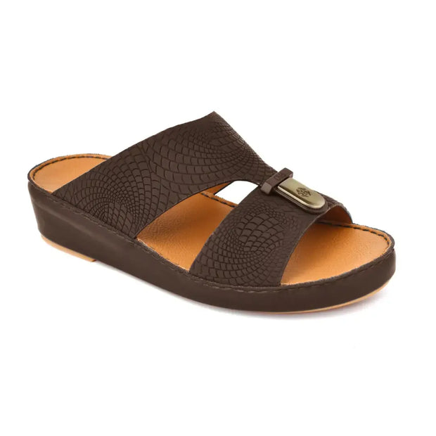 Classic Leather Arabic Slipper With Embossed Pattern