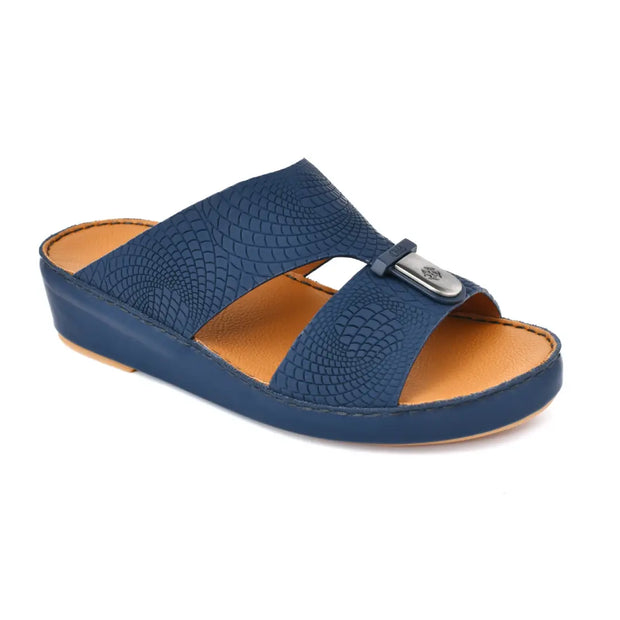 Classic Leather Arabic Slipper With Embossed Pattern