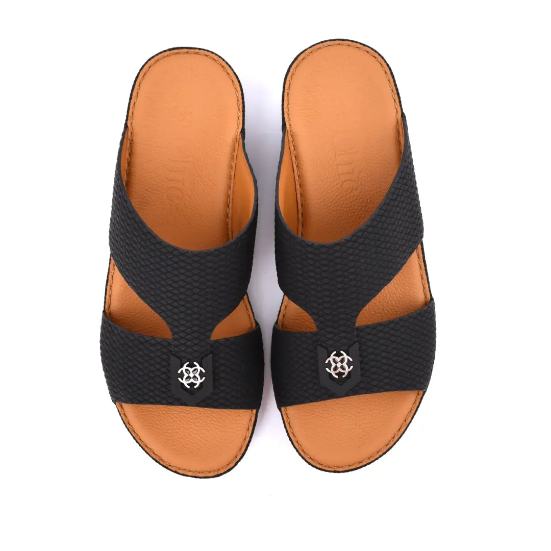 Chic Diamond Pattern Rubber Finish Arabic Sandals