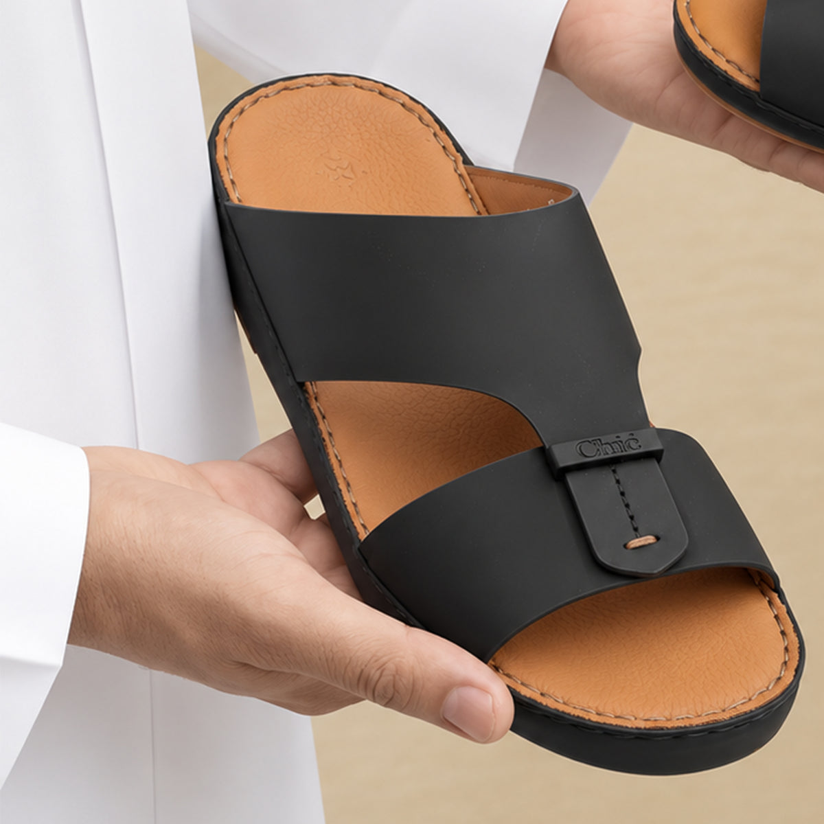 Kids Genuine Rubber Finish Leather Arabic Sandal