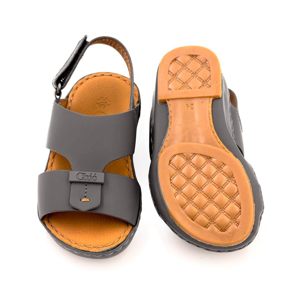 Kids Genuine Rubber Finish Leather Arabic Sandal