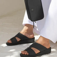 Chic Men Arabic Sandals Saffiano Leather